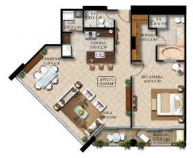 1 bedroom apartments, 2 bathroom, 2-4 person, 110 sq.meters
